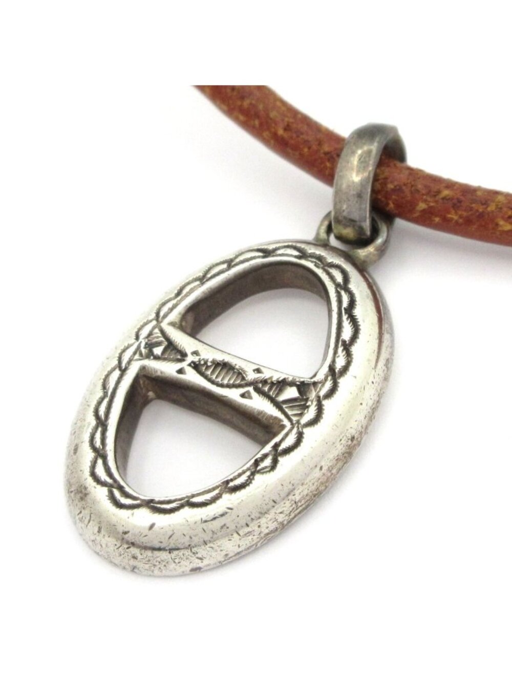 Hermes Choker Touareg Leather Silver Brown Necklace